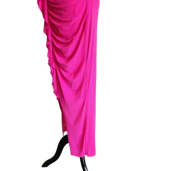 🆕️⬇️Lovely Grace Hot Pink Ruched Glitter Maxi Dress - Picture 7 of 16